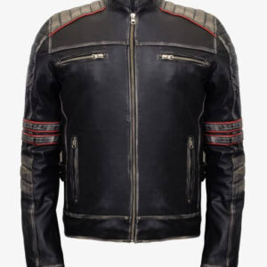 Retro Moto Distressed Leather Jacket