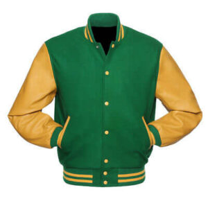 Green Varsity Letterman Baseball Bomber Jacket