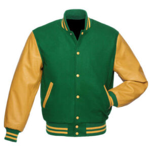 Green Varsity Letterman Baseball Bomber Jacket