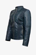 Greenish Slimfit Biker Leather Jacket