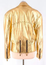 Metallic Gold Leather Biker Jacket