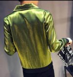 Metallic Green Leather Men's Fashion Jacket