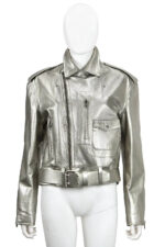 Metallic Silver Biker Leather Jacket