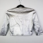 Metallic Silver Cropped Leather Jacket
