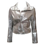 Metallic Silver Leather Vintage 1960s Jacket
