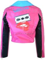 Multi Color Studded Short Biker Leather Jacket