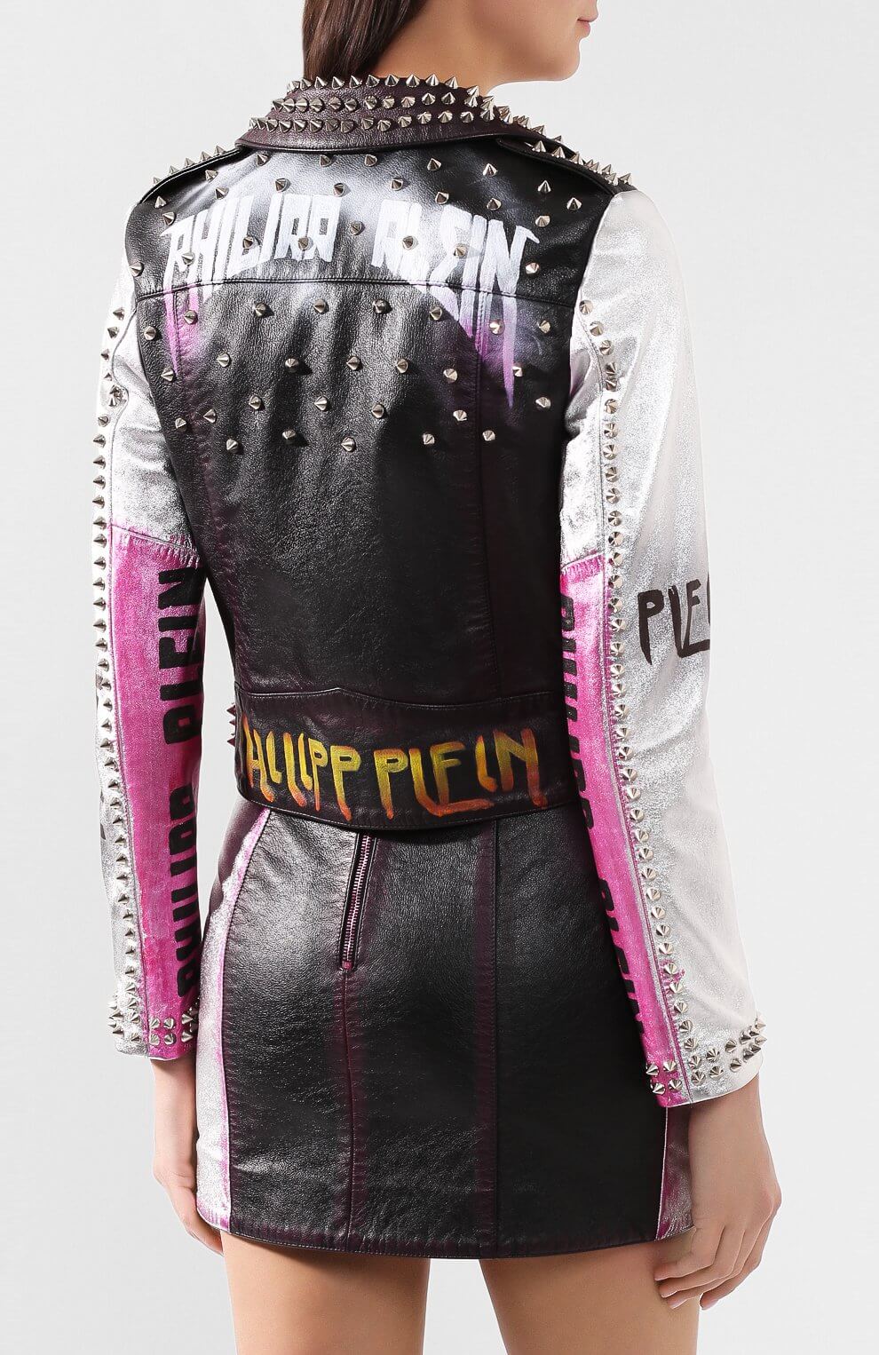 Philipp Plein Studded Leather Bomber Jacket