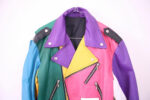 Rainbow Leather 80s Biker Jacket
