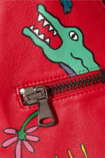 Red Painted Leather Biker Jacket