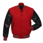 Red and Black Varsity Letterman Baseball Jacket