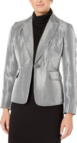 Silver Metallic Leather Blazer JacketSilver Metallic Leather Blazer Jacket