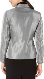 Silver Metallic Leather Blazer Jacket