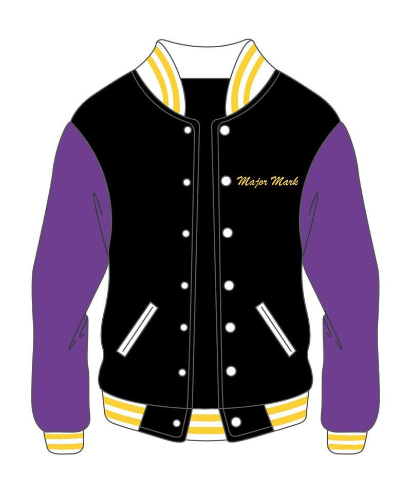 Moj Custom Orders Black and Purple Mens Varsity Jacket