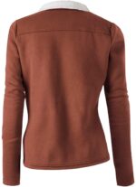 Brown Wool White Fur Women's Zip Up Jacket
