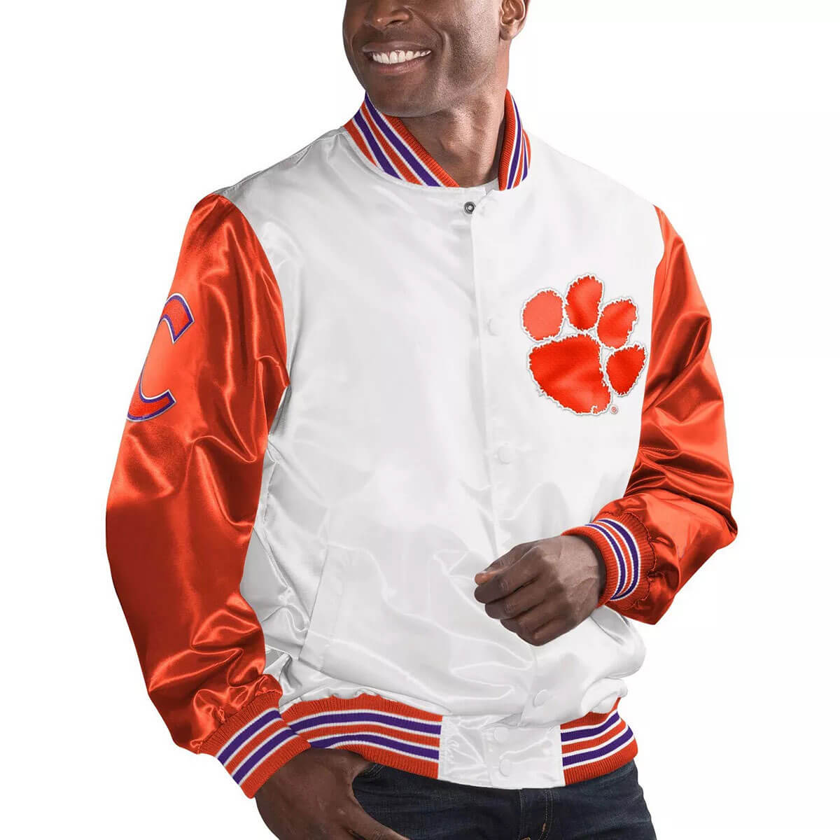 Clemson Tigers Starter O-Line Varsity Full-Button Satin Jacket