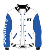 Custom White and Blue Soldier Varsity Jacket