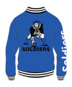 Custom White and Blue Soldier Varsity Jacket