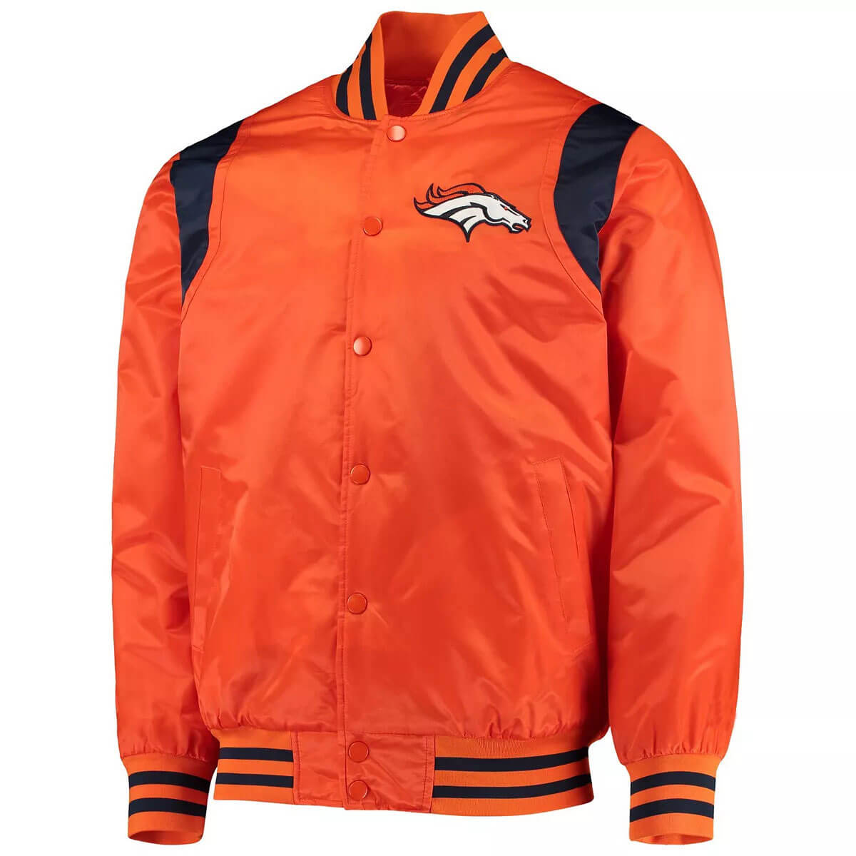 Varsity Denver Broncos Navy Blue Leather Jacket