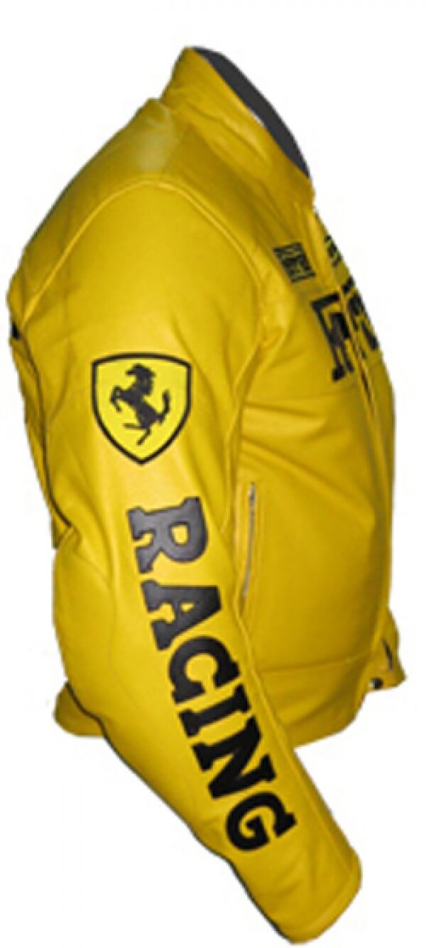 Buy Online Mens Ferrari Leather Motorcycle Jacket Yellow