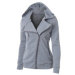 Grey Women's Zipper Long Sleeved Wool Jacket