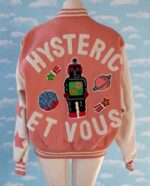 Hysteric Et Vous Pink and White Varsity Jacket