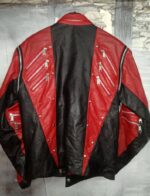 Michael Jackson Red Black Leather Studded Jacket