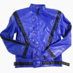 Michael Jackson Thriller Blue and Black Leather Jacket