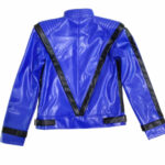 Michael Jackson Thriller Blue and Black Leather Jacket