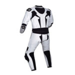 Motorcycle White and Black Sports Racing Leather Suit (2)
