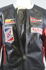 Polo Ralph Lauren Red Black Patchwork Leather Jacket