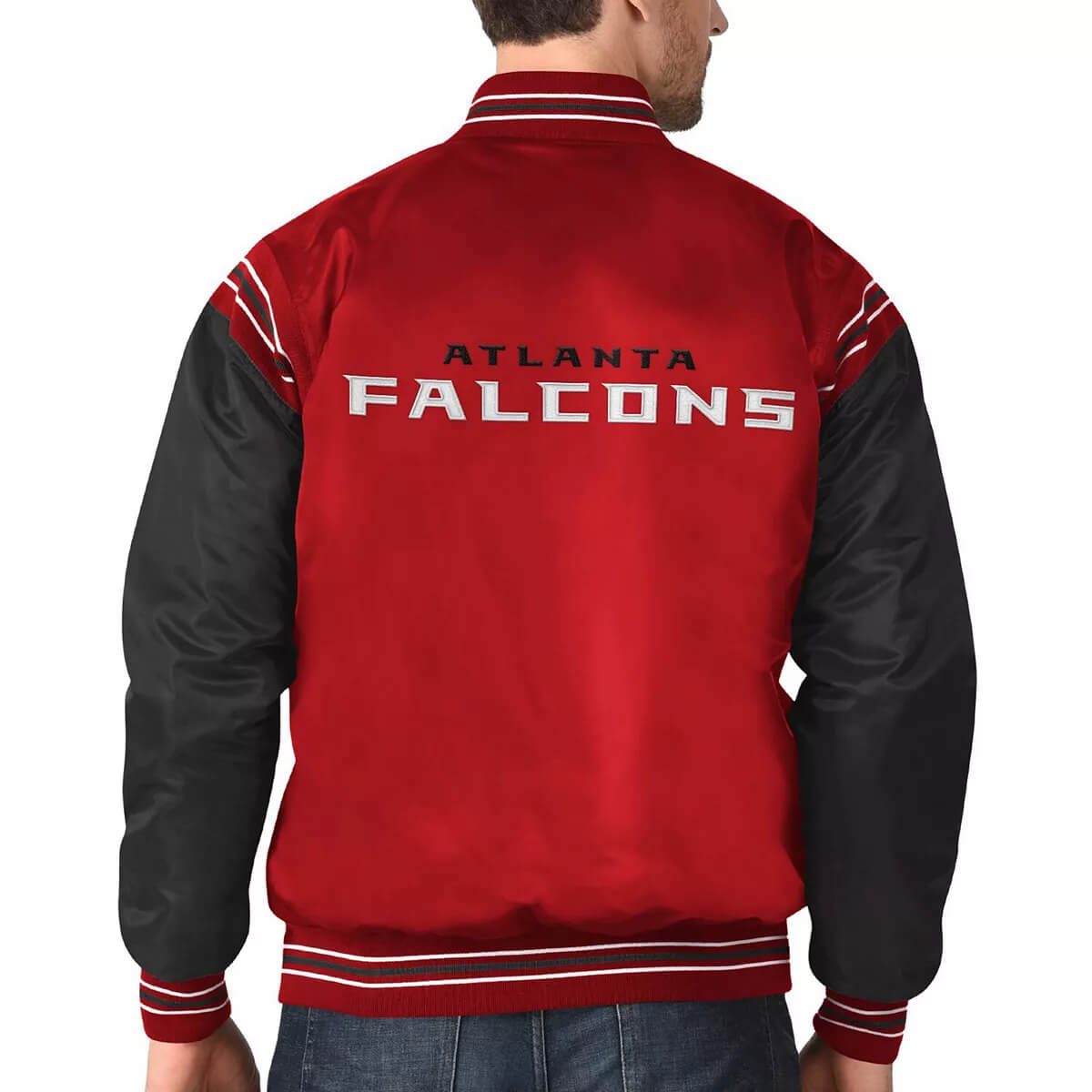 Barrett Atlanta Falcons Rise Up Red and Black Varsity Jacket