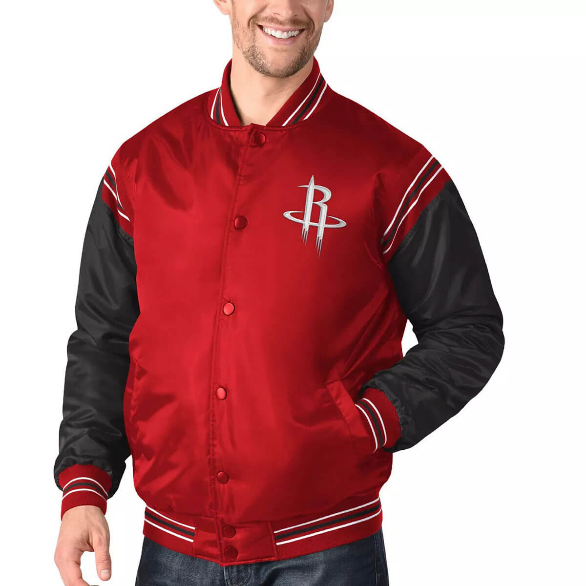 Red&Black Houston Rockets Varsity Satin Jacket