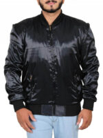 Sylvester Stallone Black Satin Tiger Jacket