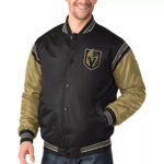 Vegas Golden Knights Satin Black and Gold Varsity Jacket