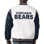 White&Navy Chicago Bears Satin Varsity Jacket