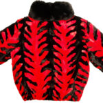 Black Cherry Mink Fur Fox Collar Jacket