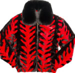 Black Cherry Mink Fur Fox Collar Jacket