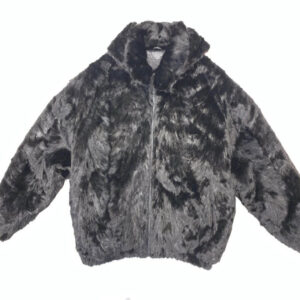 Black Hooded Mink Bomber Jacket