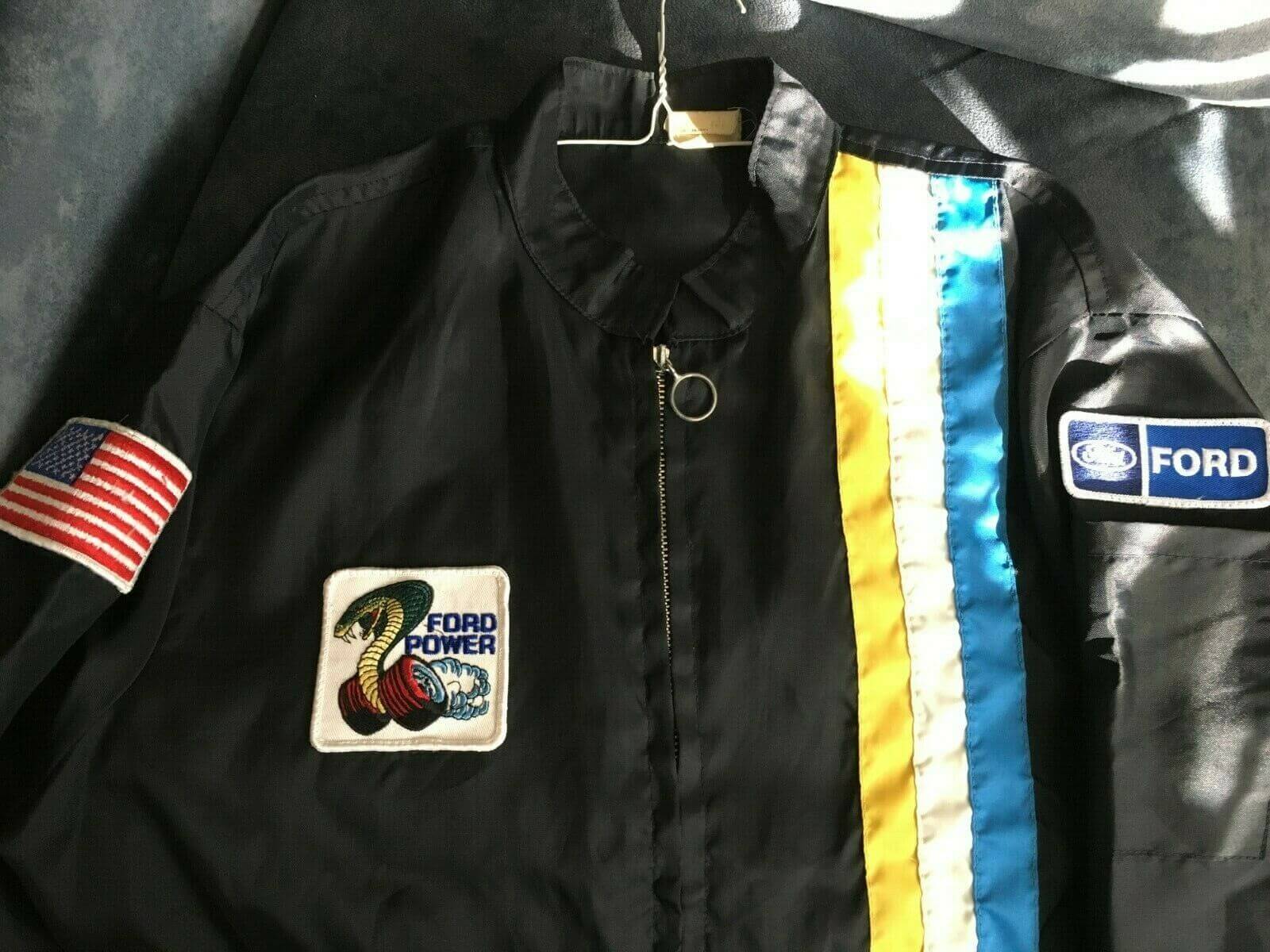 Black Vintage Ford Mustang Cobra Shelby Racing Jacket - Maker of Jacket