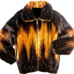 Joey Mink Fur Men's Whiskey Bomber Jacket Reversible to Leather