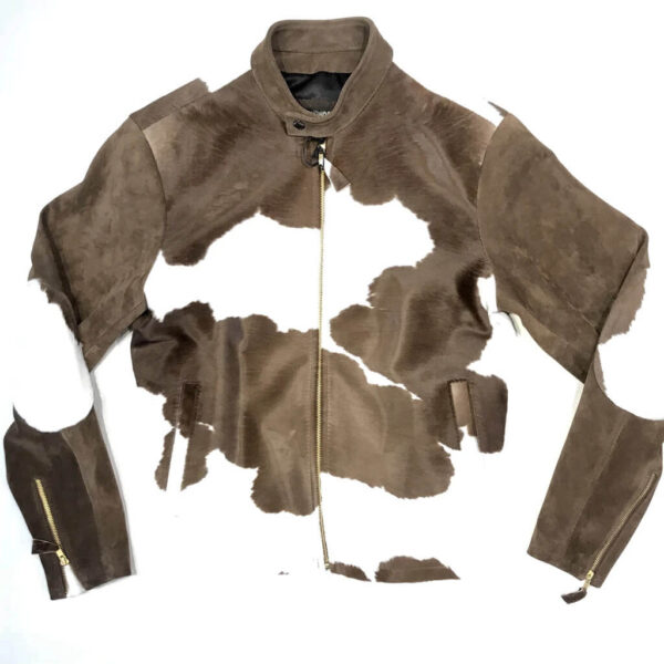 Brown Cowhide Genuine Suede Leather Bomber Jacket