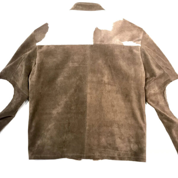 Brown Cowhide Genuine Suede Leather Bomber Jacket