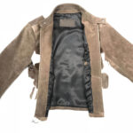 Brown Cowhide Genuine Suede Leather Bomber Jacket