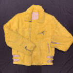Canary Yellow Rabbit Fur Biker Jacket