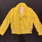 Canary Yellow Rabbit Fur Biker Jacket
