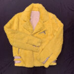 Canary Yellow Rabbit Fur Biker Jacket