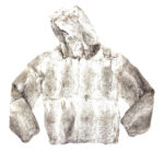 Charcoal Grey Rabbit Fur Hooded Jacket