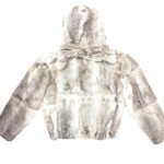 Charcoal Grey Rabbit Fur Hooded Jacket