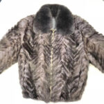 Charcoal Mink Tail Fur Fox Collar Jacket