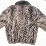 Charcoal Mink Tail Fur Fox Collar Jacket